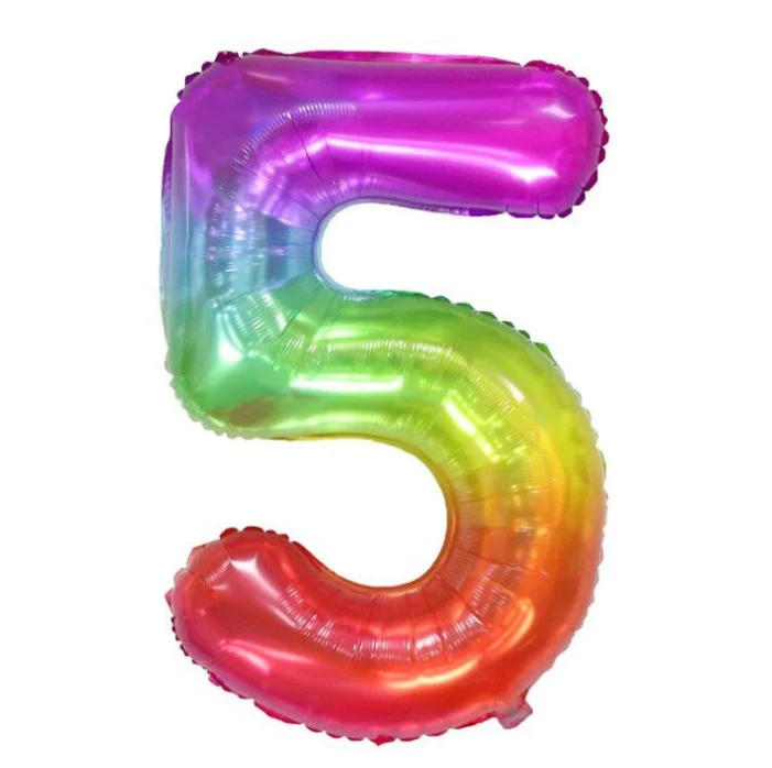 

Фольгированная цифра КНР 40"(100 см) 5 двухсторонняя серебро-радуга