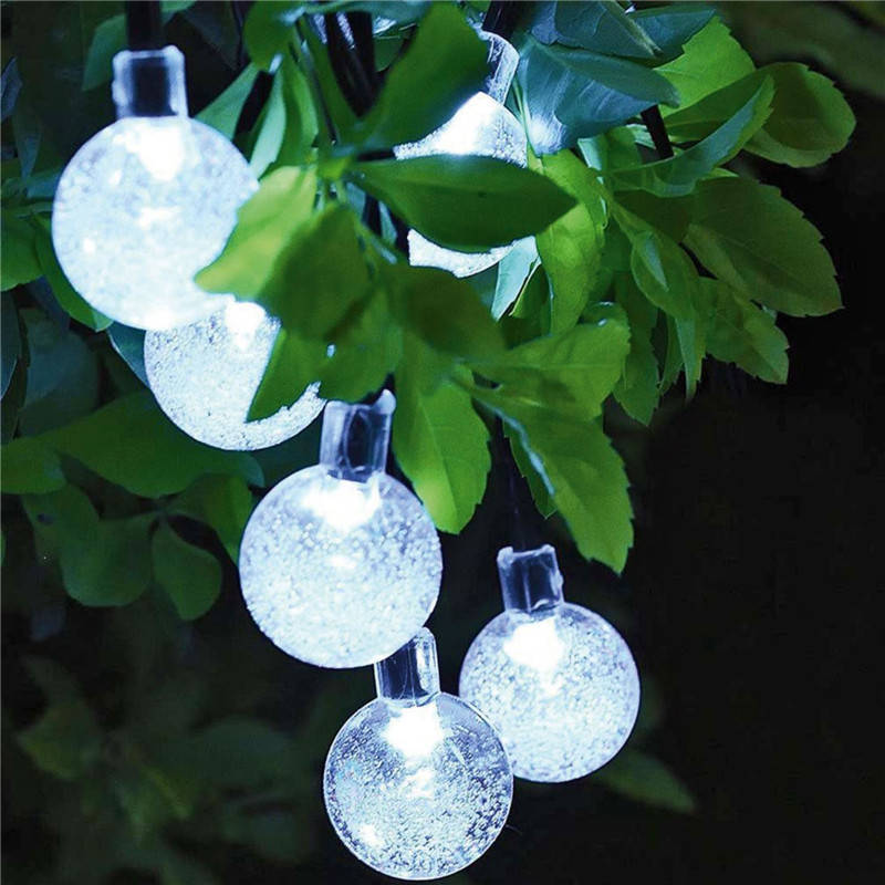 

Светодиодная гирлянда на солнечной энергии "Хрустальные шарики" белые 50 LED