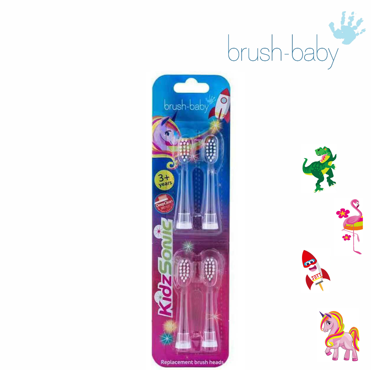 

Сменные насадки для зубной щетки Brush-Baby KidzSonicот от 3 лет, 4шт