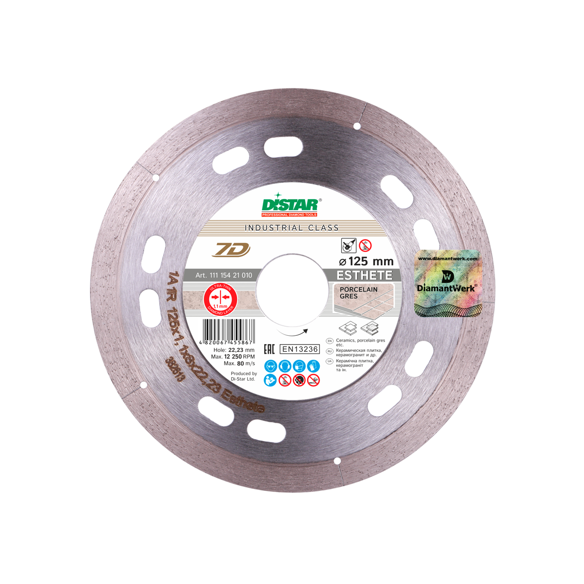 

Алмазний відрізний диск DISTAR по керамічній плитці, керамограніту, 125мм, 1A1R Esthete 7D