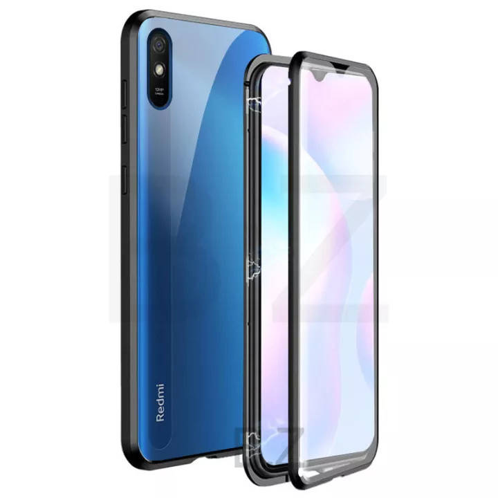 

Магнитный чехол с защитным стеклом для Xiaomi Redmi 9A цвет Черный