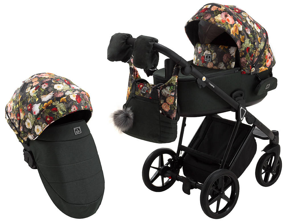

Коляска 2 в 1 Adamex Porto Flowers-6 625659, Зелёный