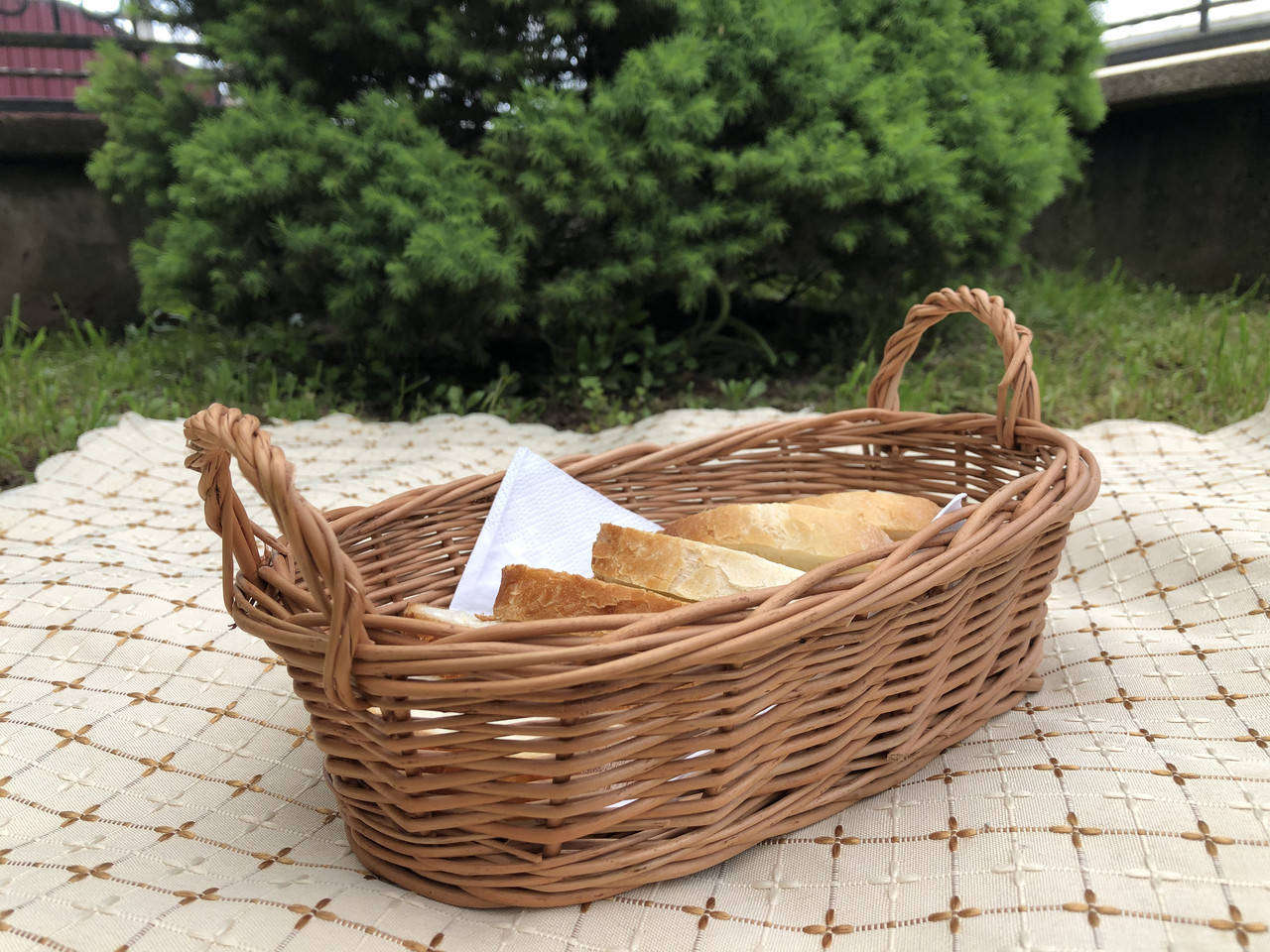 

Плетена корзина із лози овальна з ручками