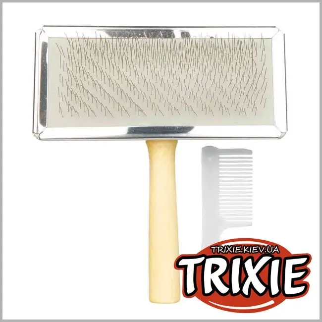 

Пуходерка+расческа для собак TRIXIE 11 14 см. деревян. ручка