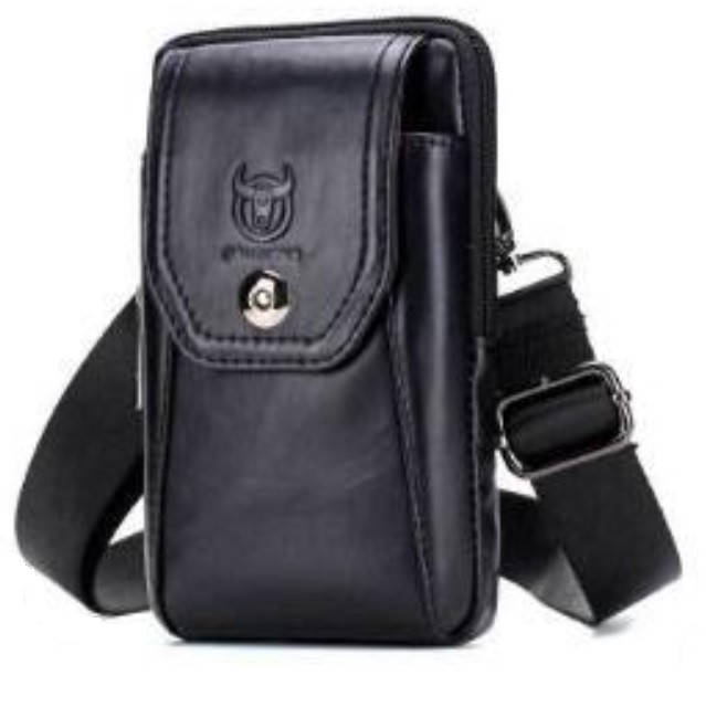 

Мужская кожаная сумка на плечо или пояс Bullcaptain 079 Черный