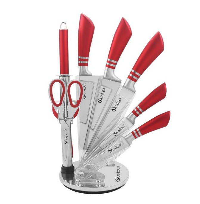 

Набор кухонных ножей с подставкой UNIQUE UN-1832 Набор ножей из нержавеющей стали