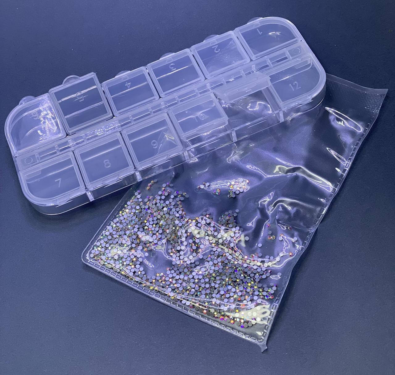 

Камни стразы для дизайна ногтей + контейнер для декора