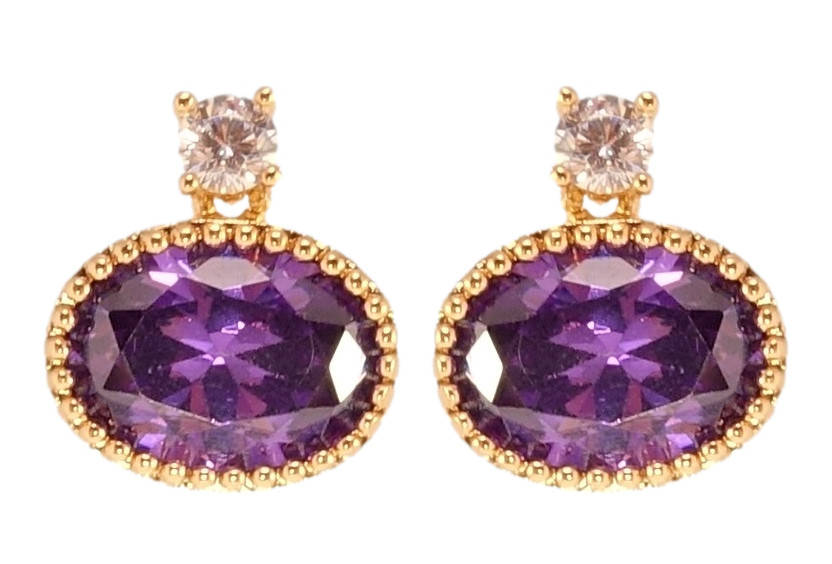 

Серьги Xuping QQMM Позолота 18K гвоздики (пусеты) "Овальные сиреневые кристаллы"