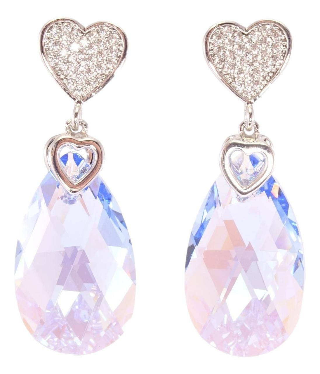 

Серьги Xuping Родий с кр-ми Swarovski гвоздики (пусеты) "Сердце с цирконием и кристальной подвеской Ocean