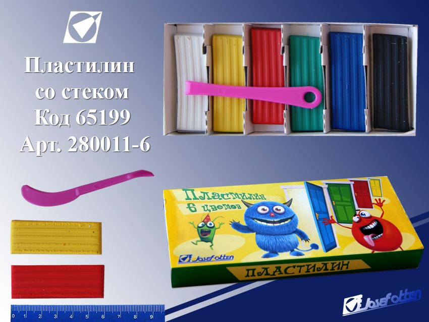 

Пластилин 280011-6 "Монстрики" 6 цв. в картонной упаковке со стеком, Разные цвета