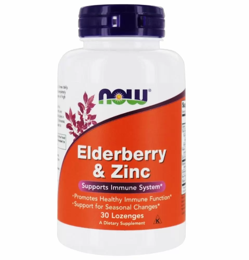 

Черная бузина и цинк, Now Foods, Elderberry & Zinc, 30 леденцов