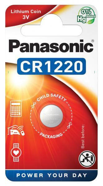 

Батарейка литиевая Panasonic Lithium Coin CR1220, 3V, блистер 1шт