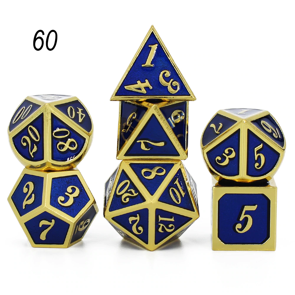 

Металлические дайсы, кубы, для настольных ролевых игр D&D, Pathfinder Синий + Золотой