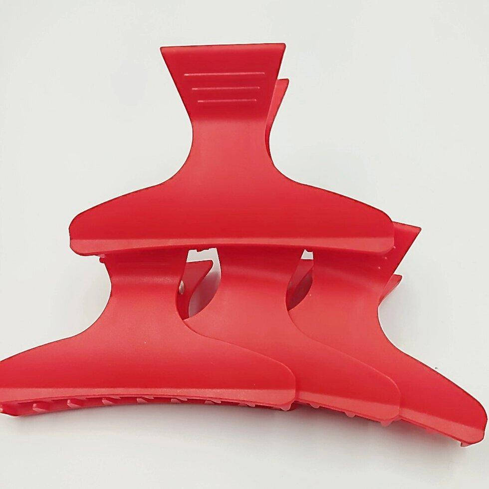 

Зажим-Краб (Бабочка) профессиональный для волос Пластик "ДенІС professional" Красный