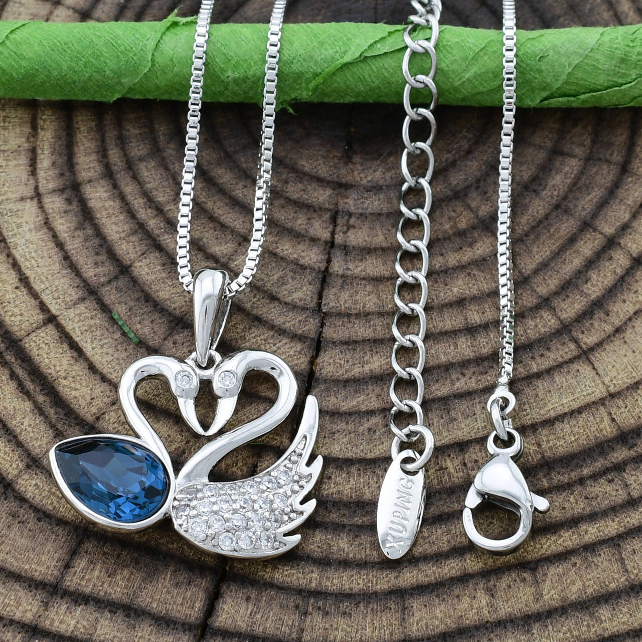 

Набор Xuping с кристаллами Swarovski 87075 кулон 21х18 мм + цепочка 46+5 см цвет джинсовый синий позолота БЗ