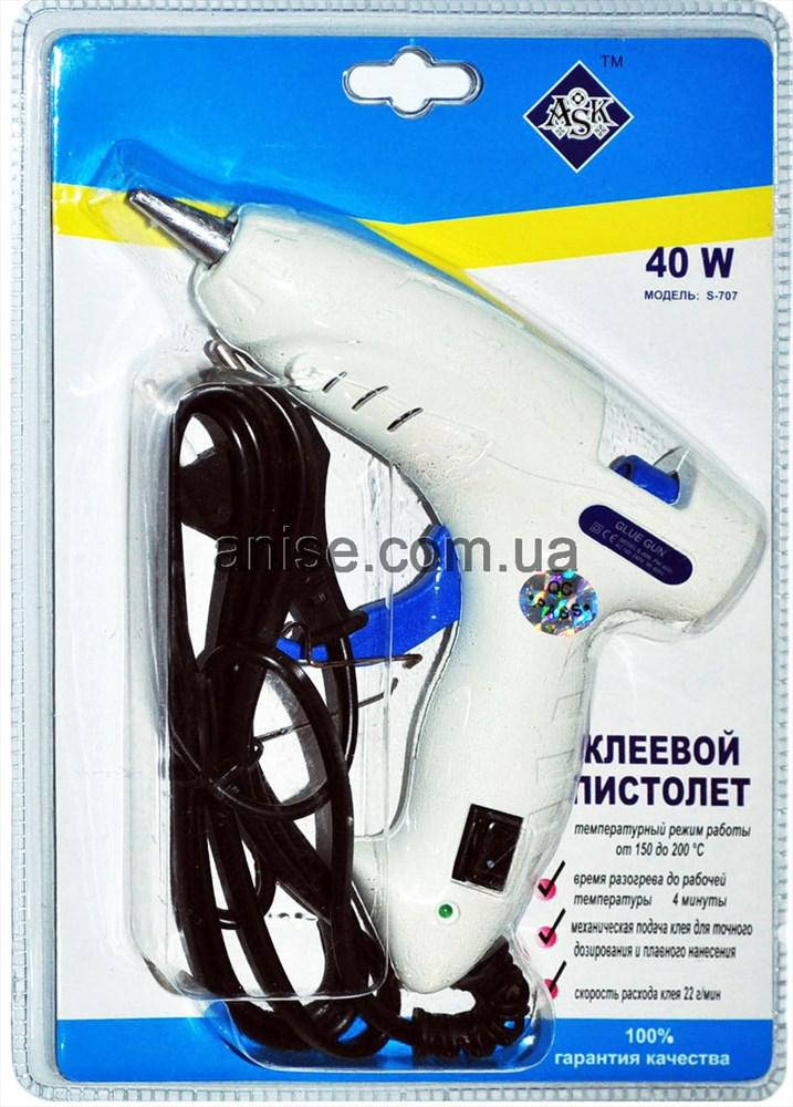 

Пистолет клеевой, термопистолет для рукоделия под стержни 7 мм, 40 W. Пістолет клеєвий 40 Вт АСК