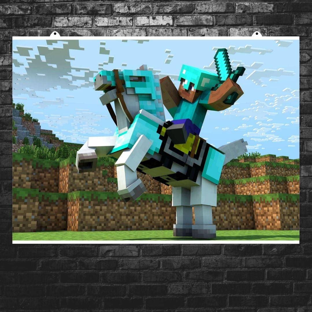 

Постер "Minecraft, Майнкрафт. На коне". Размер 60x43см (A2). Глянцевая бумага