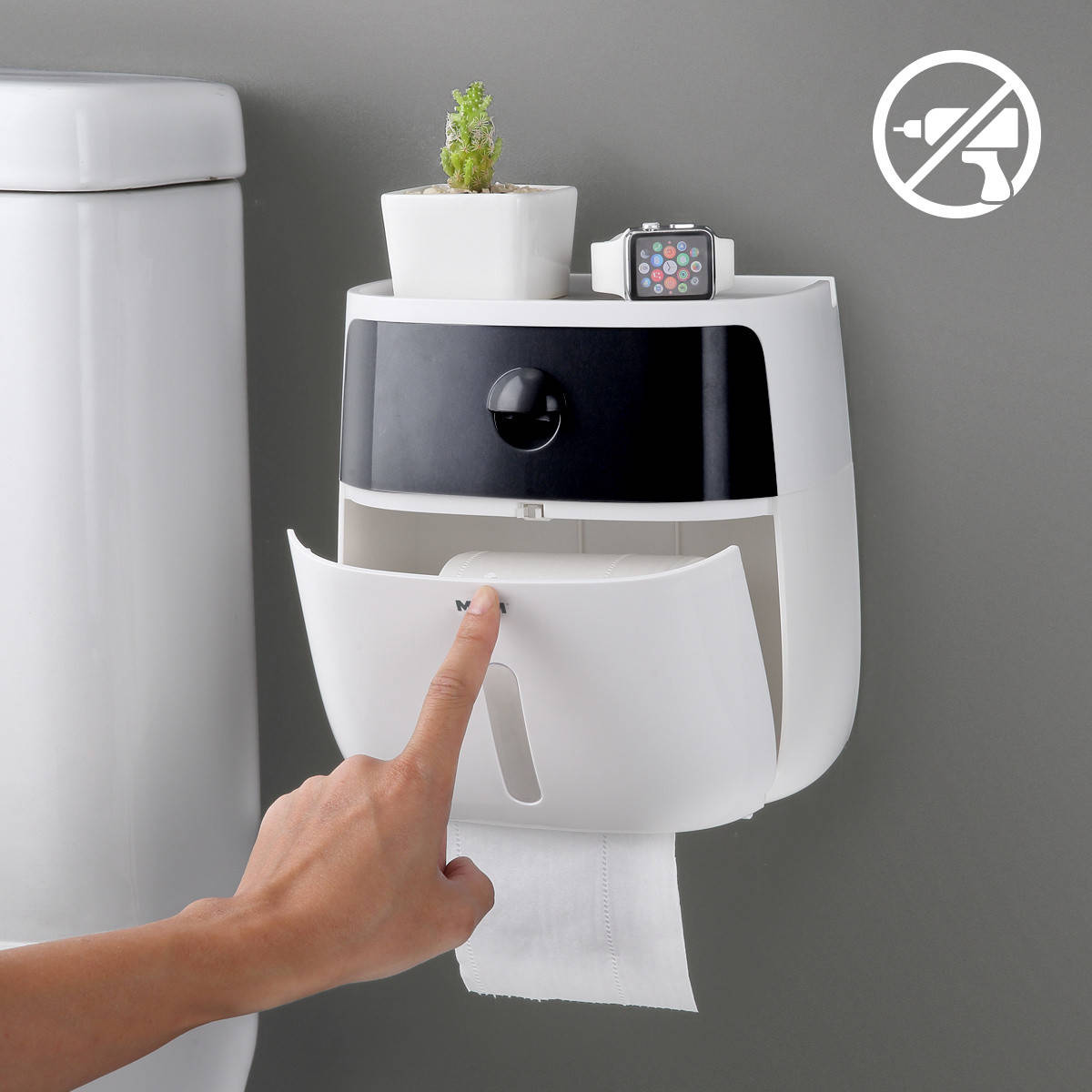 

Держатель для туалетной бумаги самоклеящийся BP-16 WHITE/BLACK, Белый