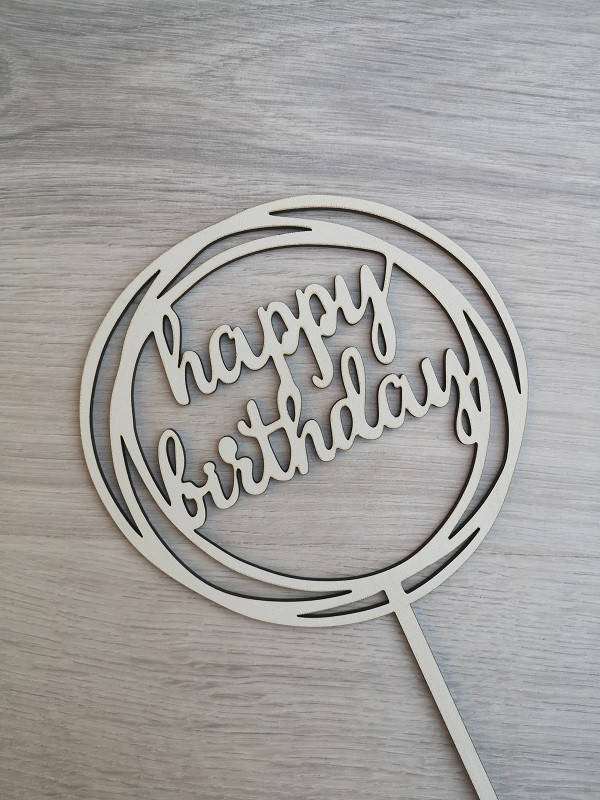 

Топпер для торта белый Happy Birthday!