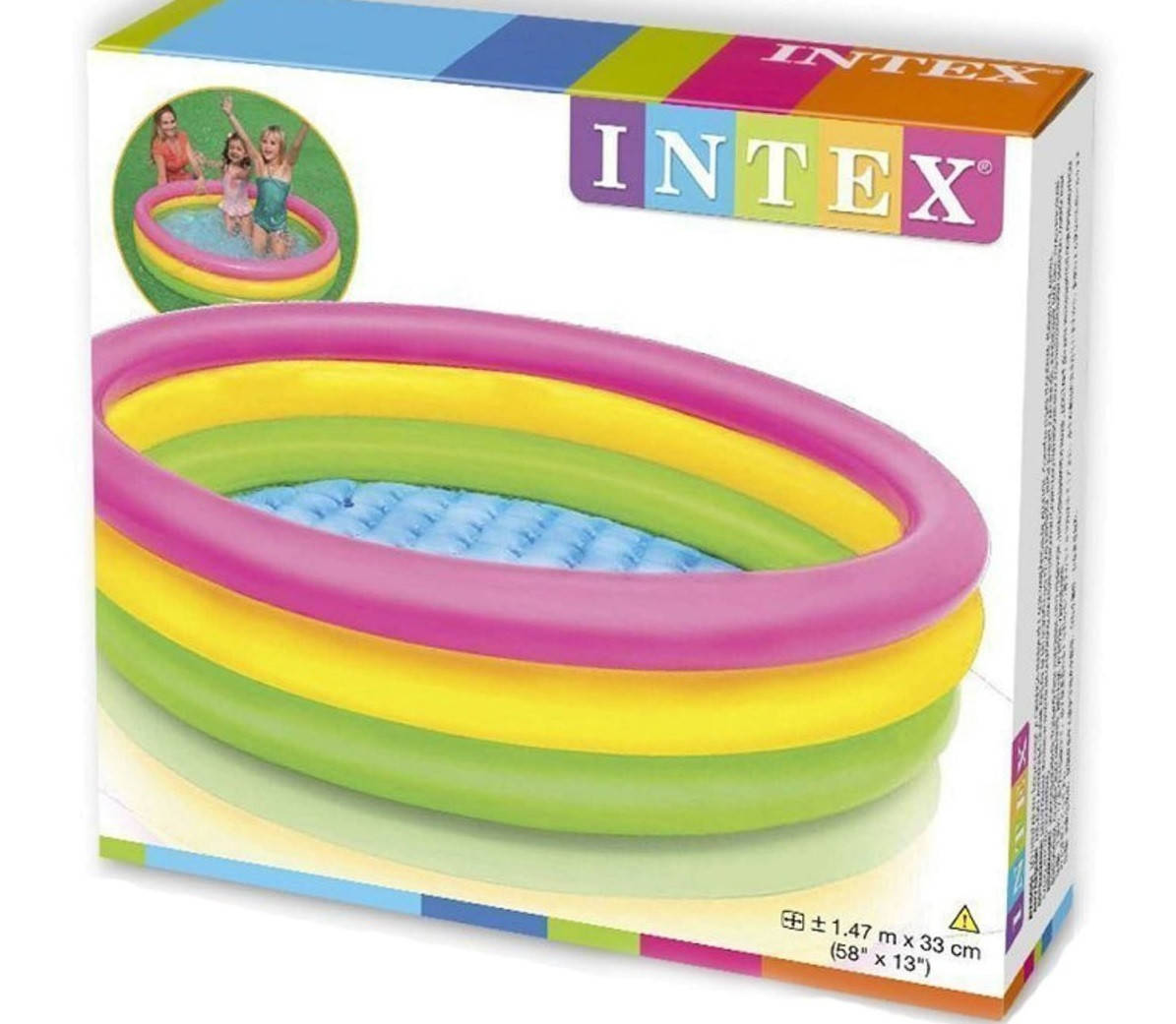 

Детский надувной бассейн с надувным дном Intex 57422 «Радуга» 147х33 см, Разные цвета