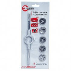 

Набор плашек с держателем 6 ед (M4 M5 M6 M8 M10) INTERTOOL SD-8019