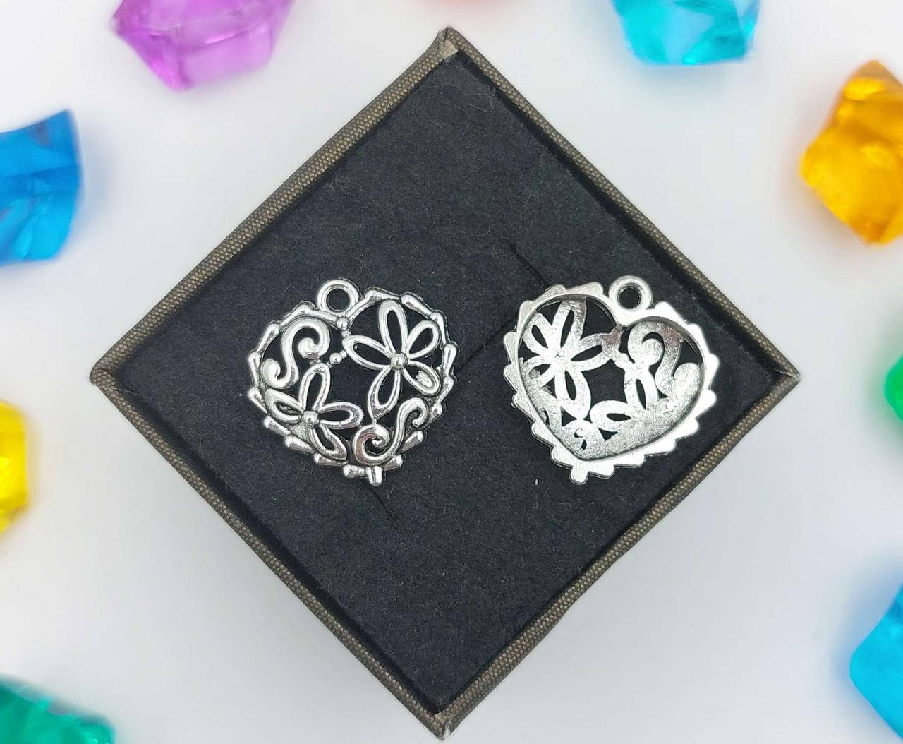 

(10шт) Кулоны из металла, подвеска "Сердце"