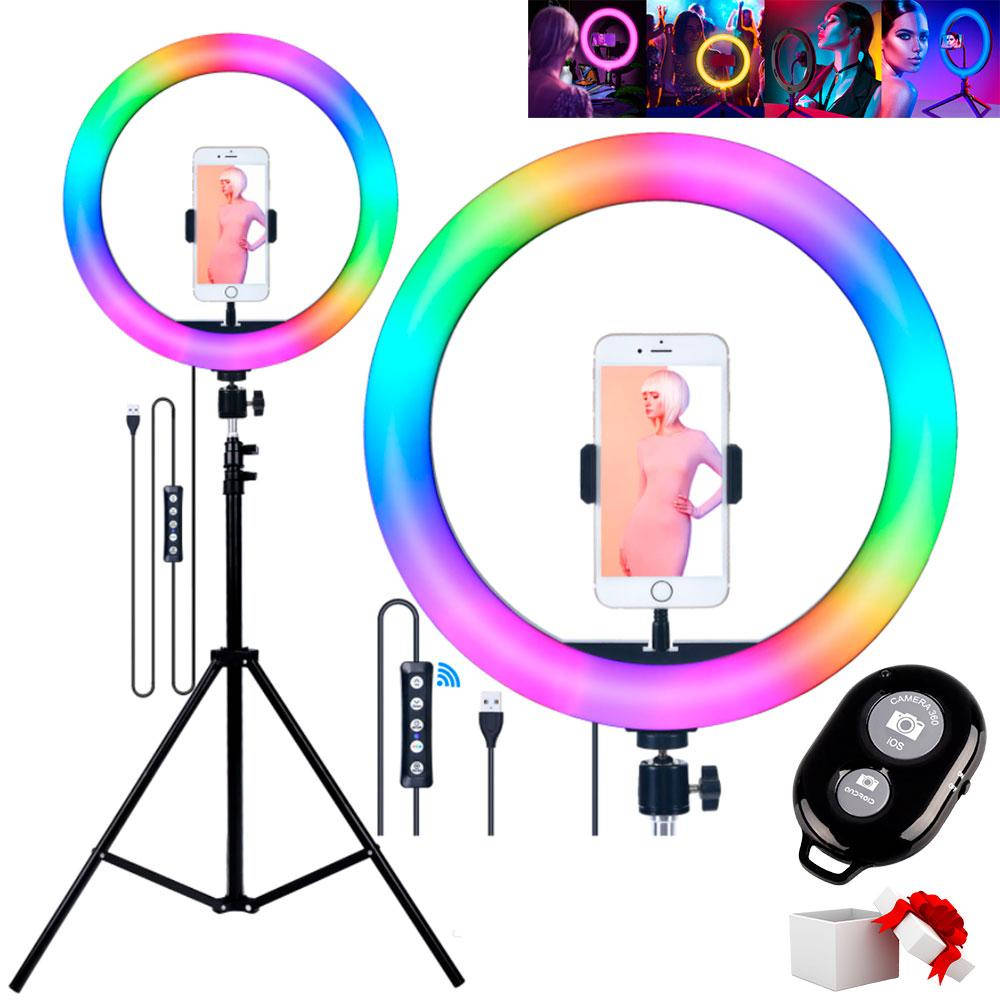 

Кольцевая лампа RGB MJ300 Soft Ring Light 30 см + Подарок Штатив для лампы 0.66-2 м + Пульт для селфи