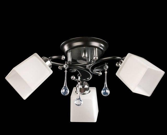 

Потолочная люстра на три лампочки с квадратными плафонами, Черный