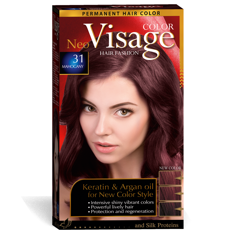 

Стійка фарба для волосся Solido Cosmetics Visage 31 Махагон 50/50/20 мл (4518031)