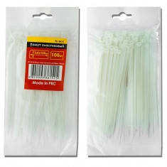 

Хомут пластиковый 2,5x200 мм, (100 шт/упак), белый INTERTOOL TC-2520