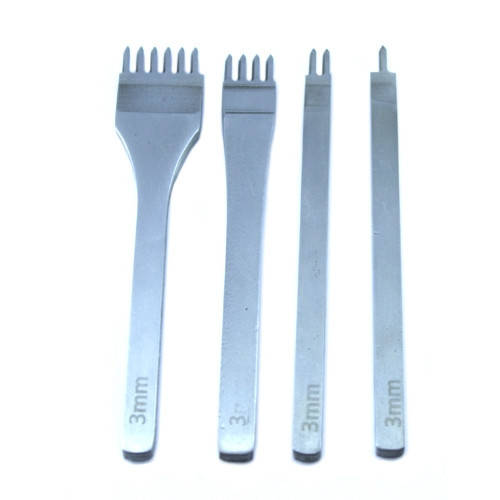 

Набор из 4 пробойников ромбовидных строчных для кожи 1+2+4+6, шаг 3мм