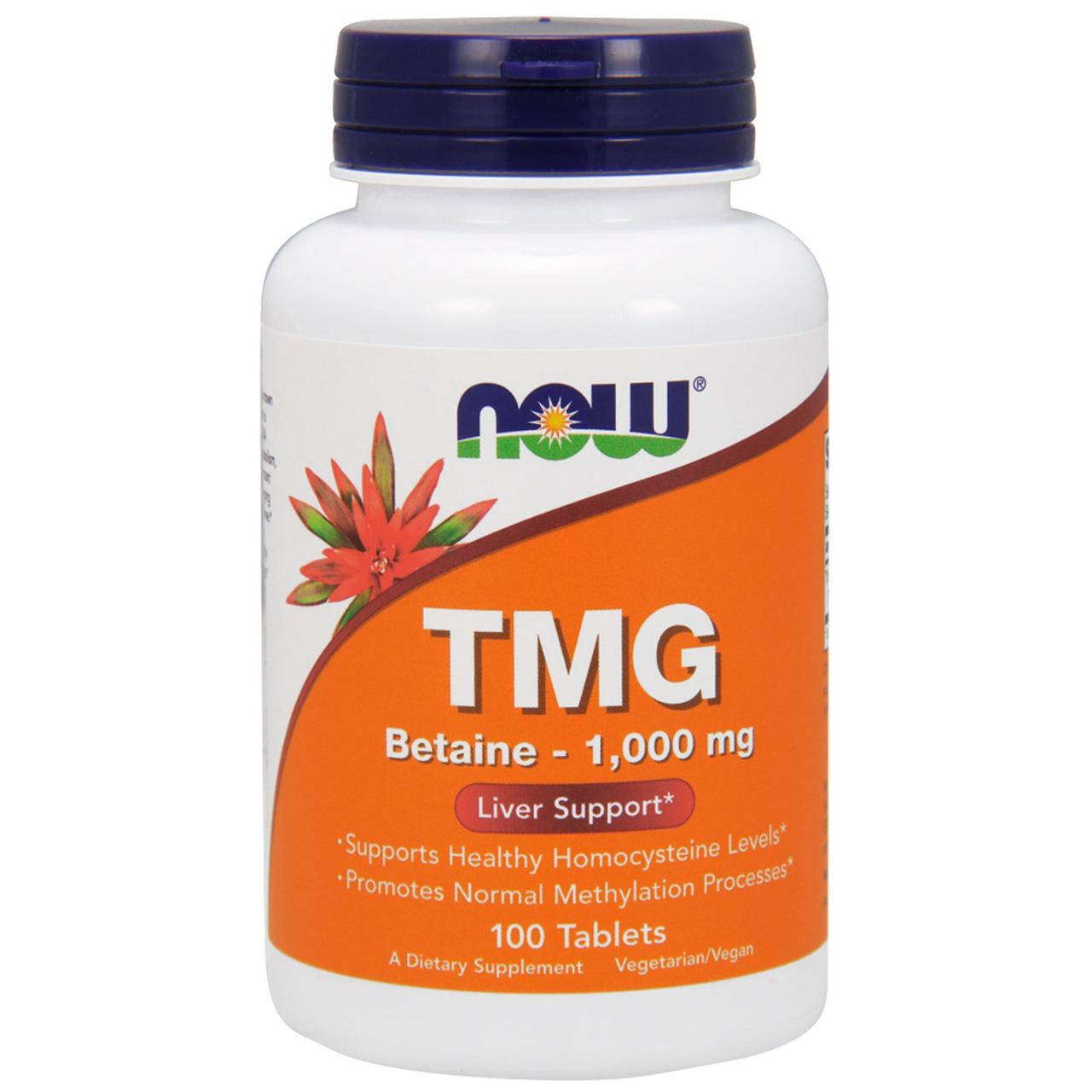 

Триметилглицин (ТМГ), TMG, Now Foods, 1000 мг, 100 таблеток