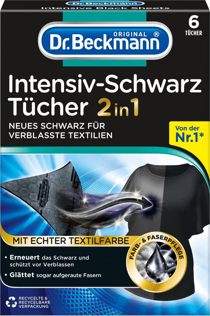

Цветные ткани интенсивно черные 2в1 Dr. Beckmann, 6 шт (Германия)