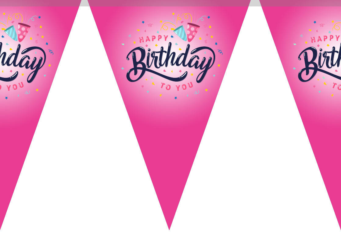

Бумажная гирлянда розовый принт "Happy Birthday" 2м