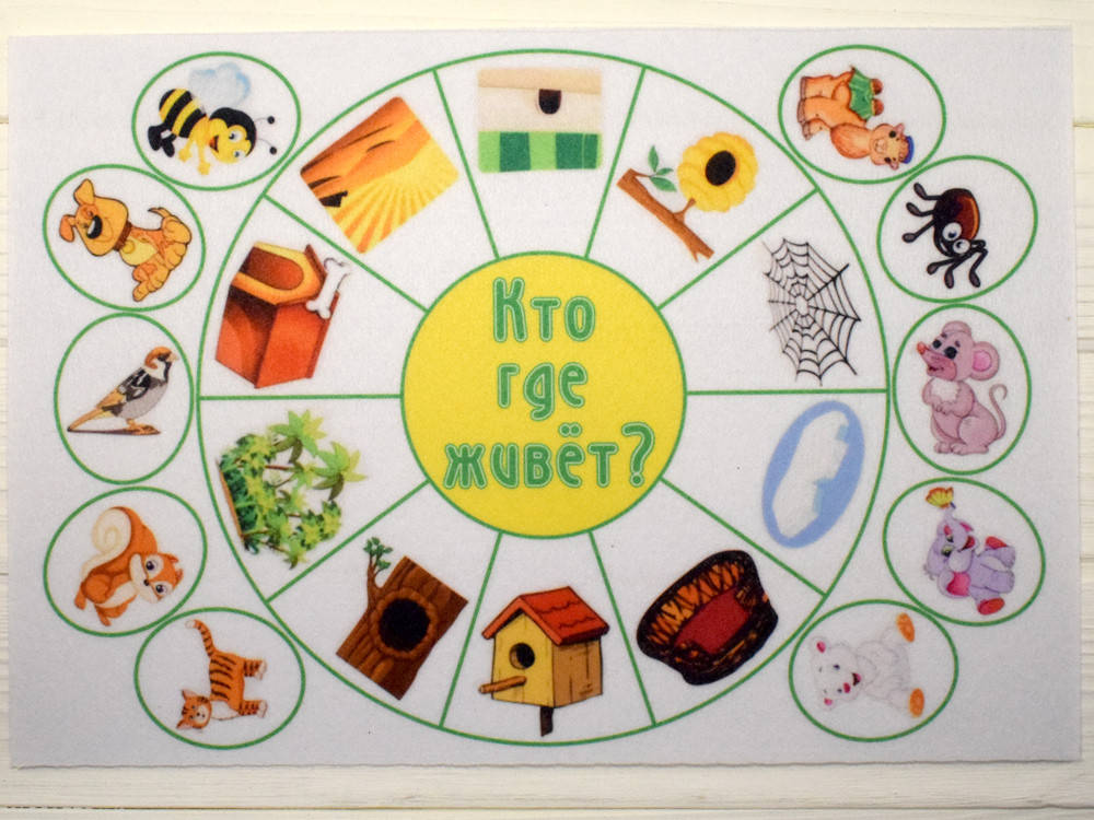 

Фетр с принтом Кто где живет (Корейский жесткий 1,2 мм)