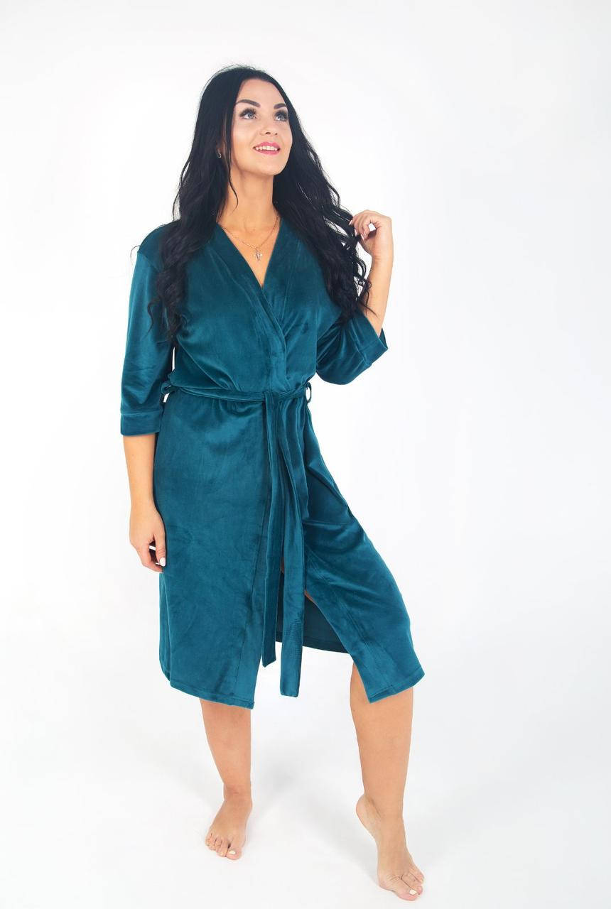 

S-XL Халат велюровый женский S, Зелёный