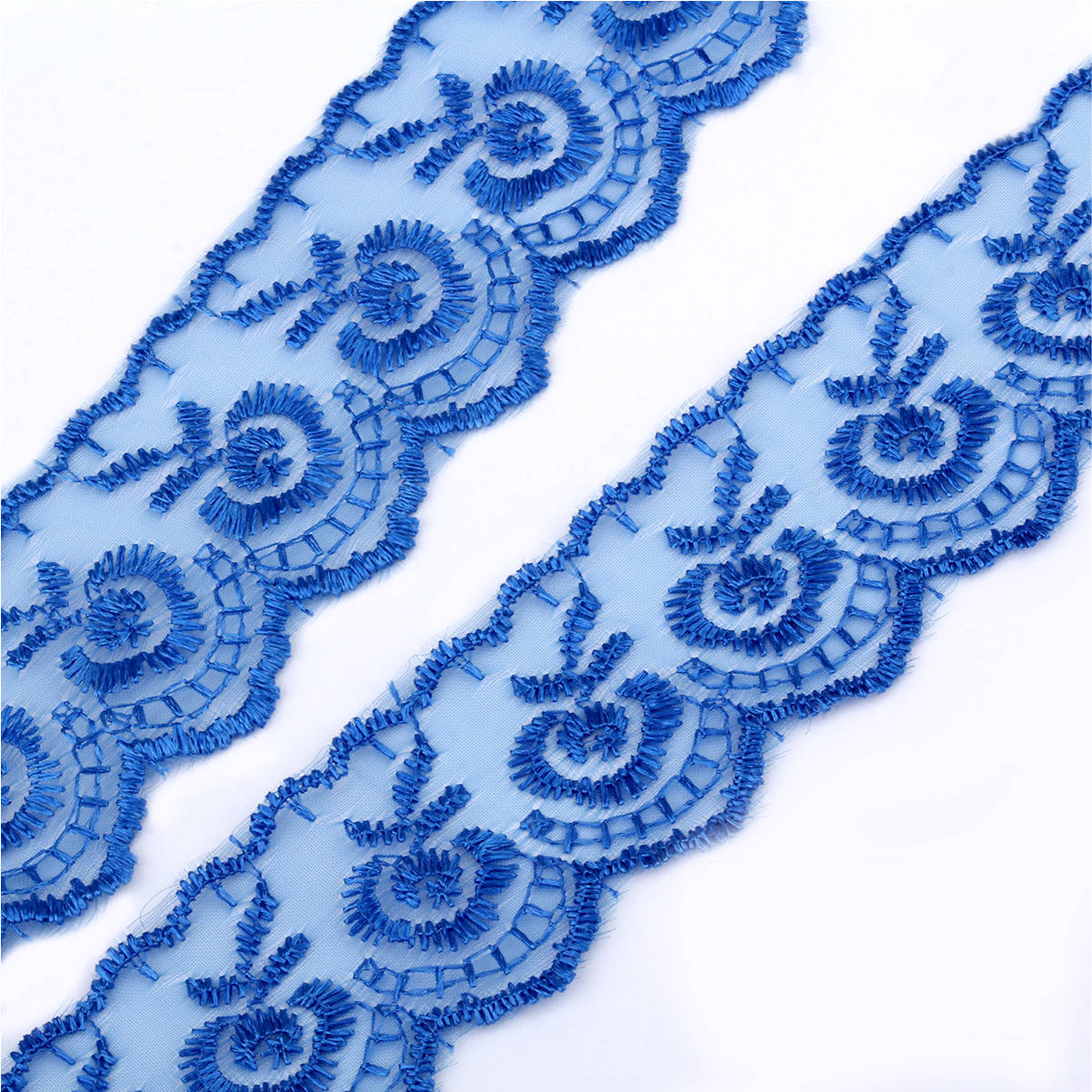 

(≈9 метров) Кружево на органзе 4см, кружево "Яблочко" СИНЕЕ, Синий