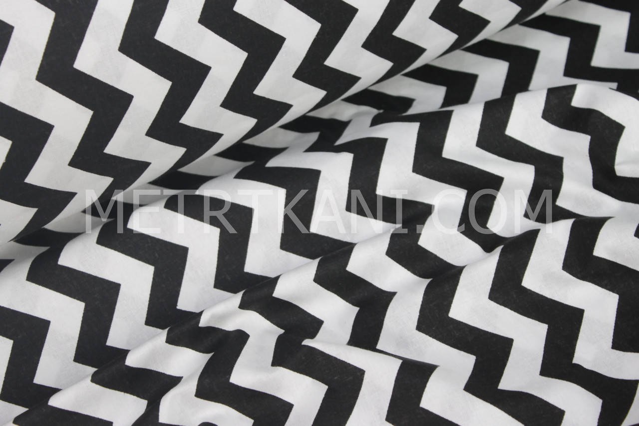 

Польская бязь с черным зигзагом 125 г/м2 №8, Черный