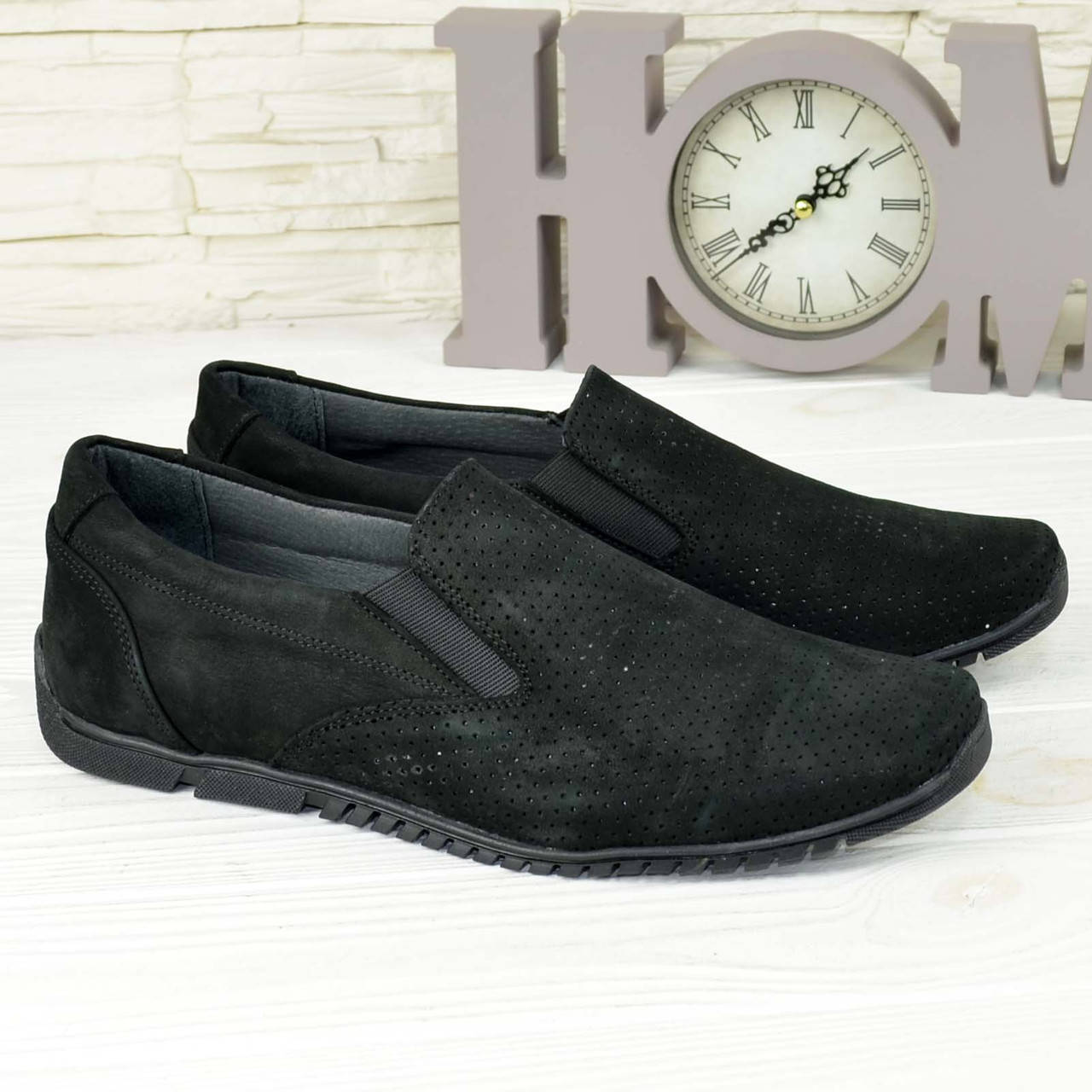 

Туфли мужские черные, натуральная кожа нубук, Черный