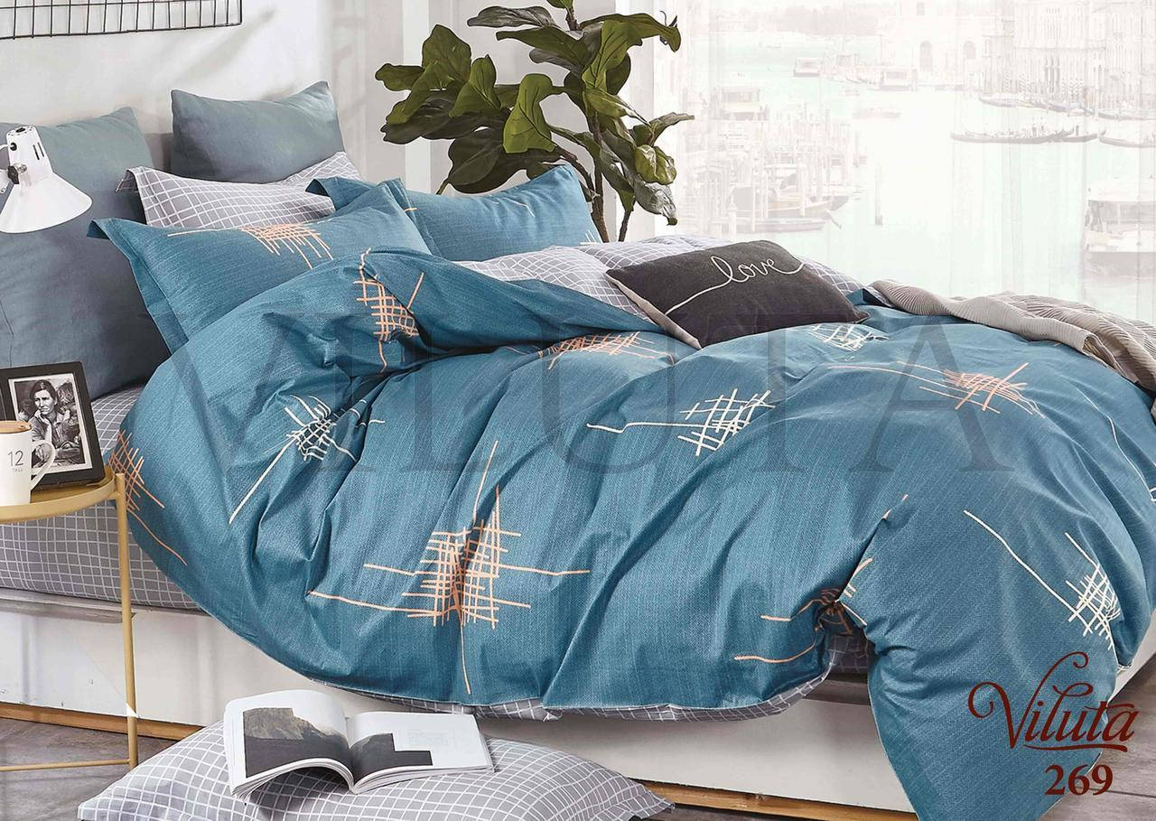 

Комплект постельного белья Вилюта (Viluta) Ранфорс абстракция синяя полуторный, Синий