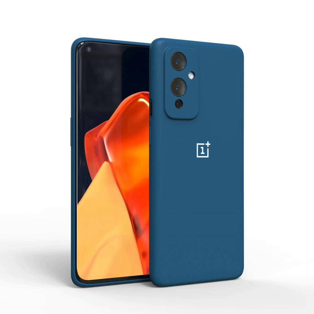 

Чехол силиконовый для OnePlus 9 синий матовый бампер с микрофиброй софт тач