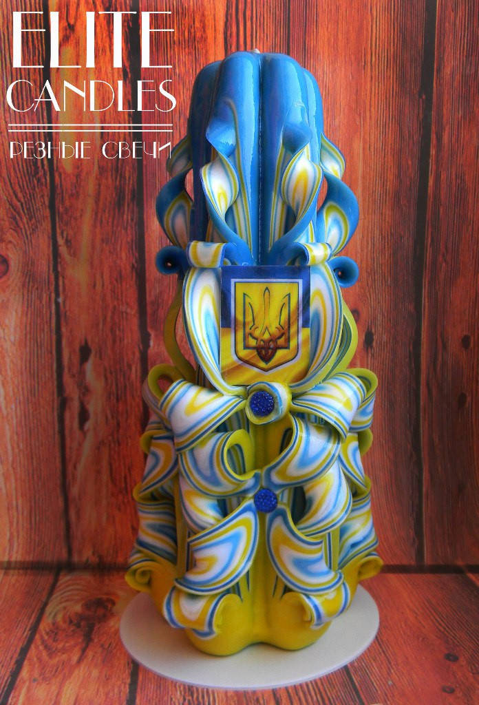 

Резная Патриотическая свеча ручной работы с Гербом Украины, 22 см высотой, Разные цвета