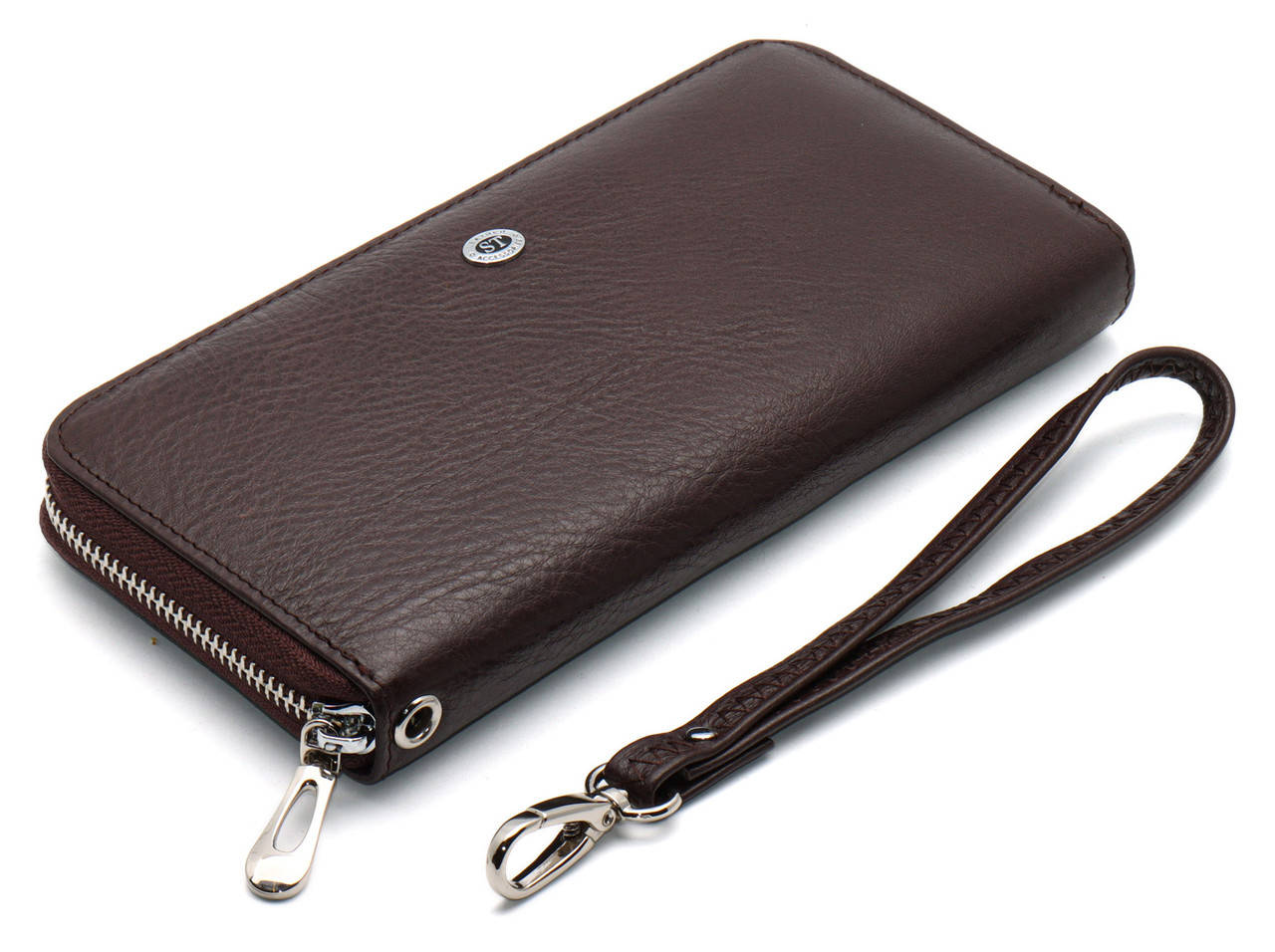 

Коричневый кошелек-клатч с ремешком на руку из натуральной кожи ST Leather ST45-2