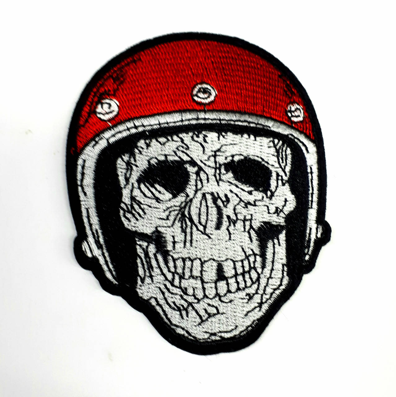 

Нашивка термо с вышивкой " череп в каске", Черный