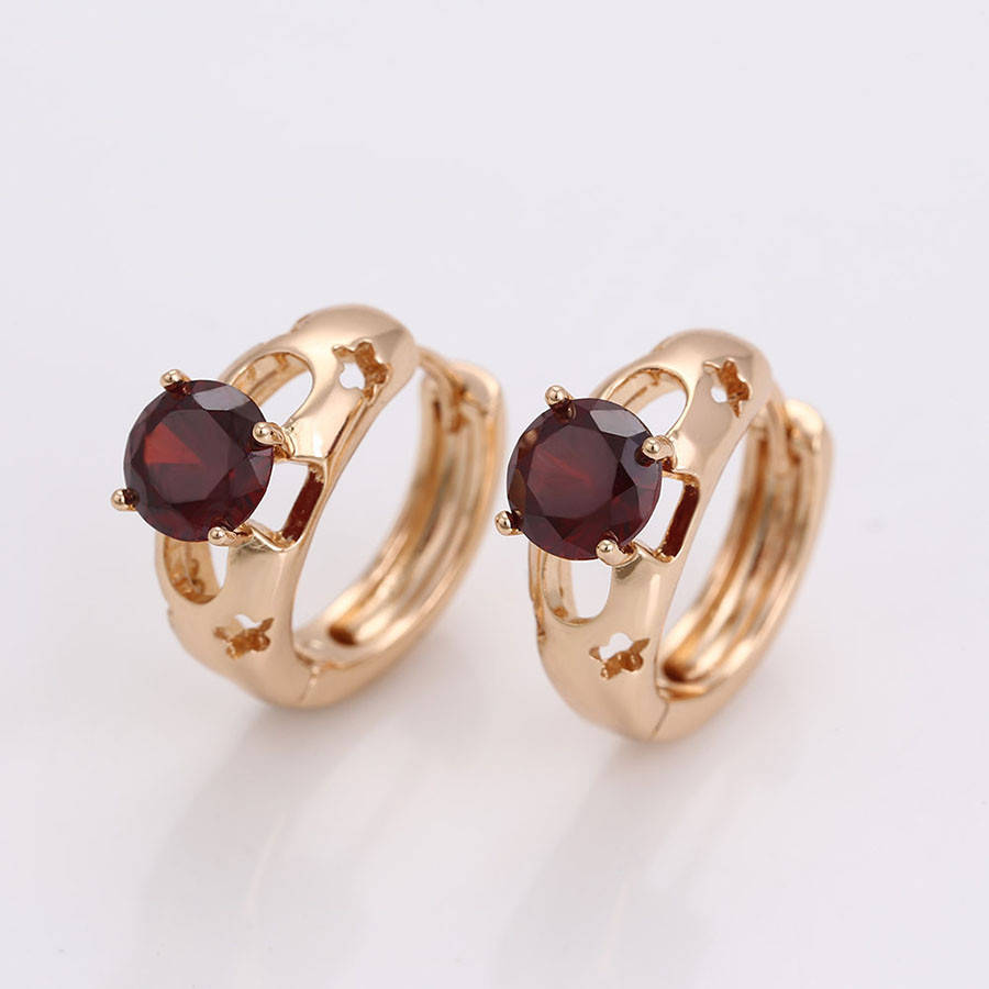 

Серьги Массивные с красным цирконием, позолота Xuping, 18К