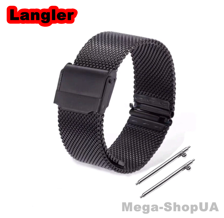 

Ремешок браслет металлический стальной для умных смарт часов 18 мм VB1 Черный. Ремінець для годинника 18mm