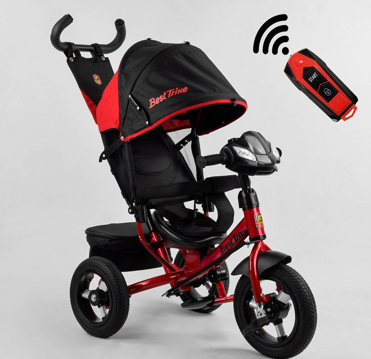 

Велосипед детский трехколесный с ручкой BEST TRIKE 3390 красный