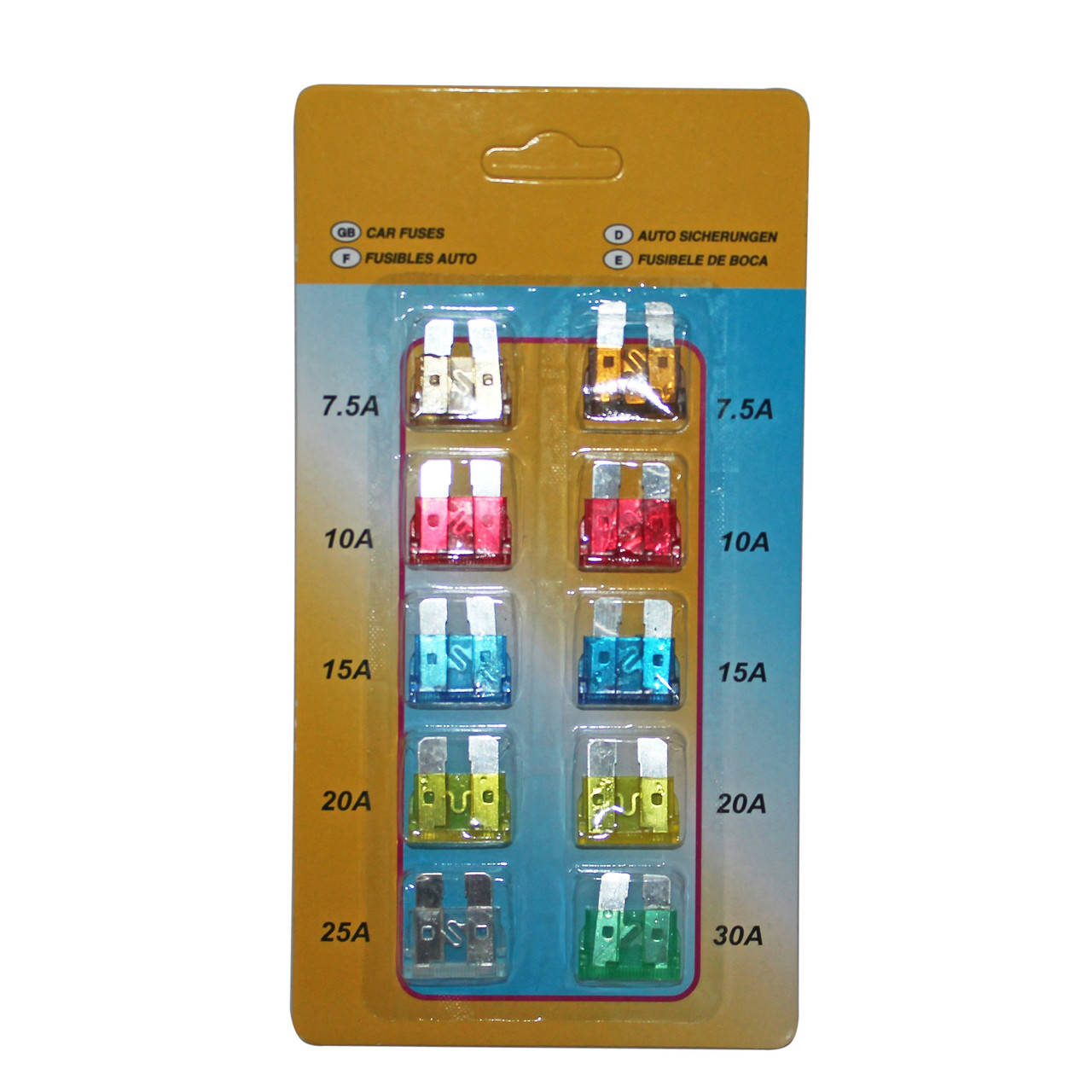 

Комплект предохранителей евро 10 шт. на планшете