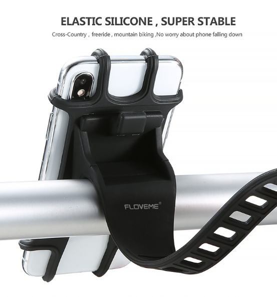 

Держатель телефона на руль вело/мото/коляски силикон + ABS-пластик НЕПОВОРОТНЫЙ (от 4.5 до 6.5" / 165 мм)