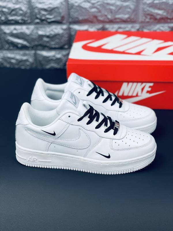 

Кожаные кроссовки Найк Форс 1 Новинка Белые крососвки Nike Air FORCE AF1 43, 43, мужские, Белый